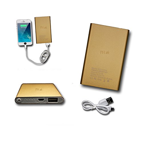 PH26 Batterie USB Externe de Secours 8000mAh avec LED (câble Inclus) Power Bank Or Gold Output Intelligent Quick Charge pour Wiko Highway Pure 4G by