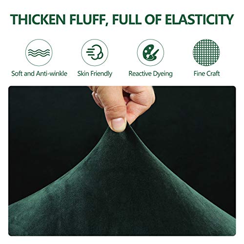 Foreate Stretch Velvet Sofa Slipcover Non-Slip Couch Covers For Loveseat/3 Cushion/4 Cushion Sofa/L Shaped Sofa, Sofa Protector From Kids And Pets With Elastic Bottom, Washable, Green #TOP2