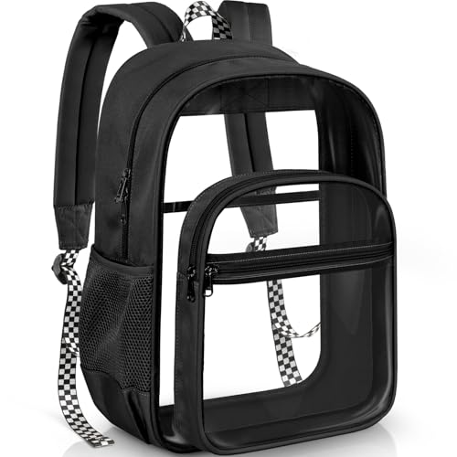 PAMANO Clear Backpack Heavy Duty Fabric & PVC Transparent Bookbag, See Through Bag for College Work...