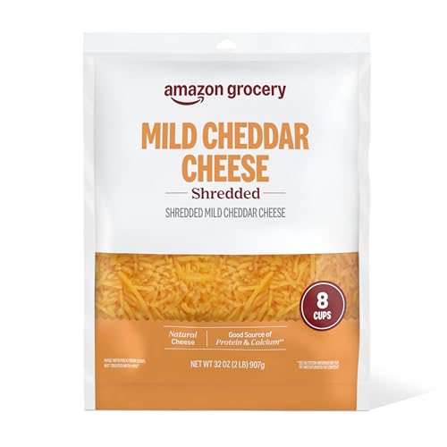 Amazon Grocery, Mild Cheddar Cheese, Shredded, 32 Oz