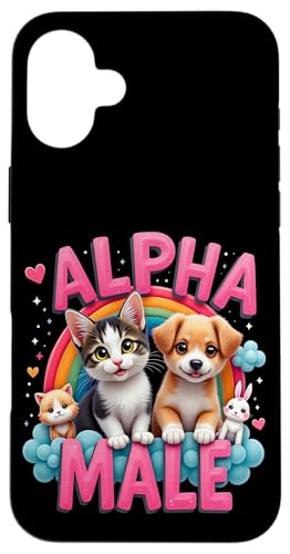 �ʔ����L�A���t�@ �ʔ����L�~�[���j���q�L�j�� Alpha Cat Male Flower �X�}�z�P�[�X iPhone 16 Plus �p