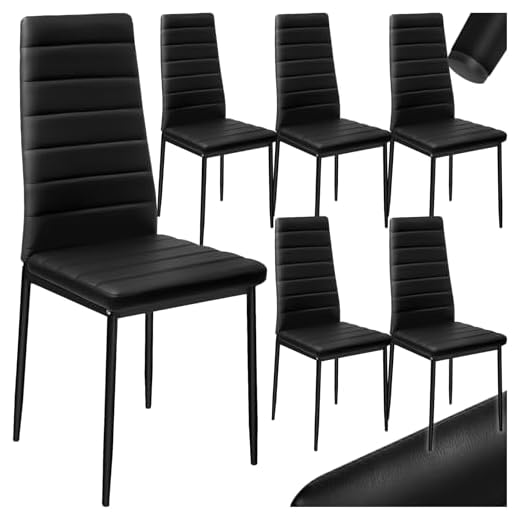 tectake Lot de Chaise de Salle à Manger 41x45x98,5cm - diverses Couleurs et modèles au Choix - (6X Noir | No. 401848)