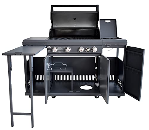 Rustler2 Four(4) Burner Gas Grill Center & Kitchen Island By Brand-Man Grills #TOP2