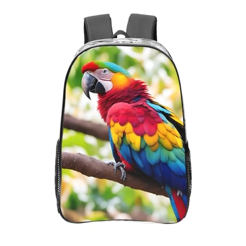 Sac à dos transparent léger plumes de perroquet grand sac école travail