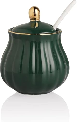 Miniatura 6 de Sweejar Royal Ceramic - Juego de azúcar y crema de cerámica, juego de 3 piezas con jarra de crema, azucarero, juego de azúcar con tapa y cuchara,