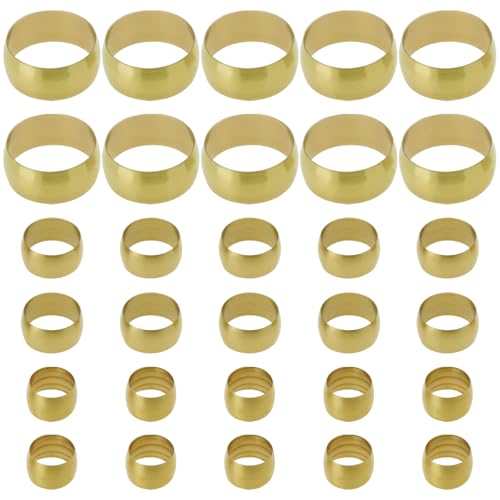 SG Store 30 Pièces Raccords de Virole de Compression en Laiton pour Tuyau en Cuivre - Olives et Manchons 8mm 10mm 16mm ID