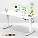 Veken 55 Inch Large Electric Standing Desk,Sit to Stand Up, Heights Adjustable, Work Home Office Computer Table for Study, Walking Pad, Writing, and Games, Wooden Desktop Desks, White
