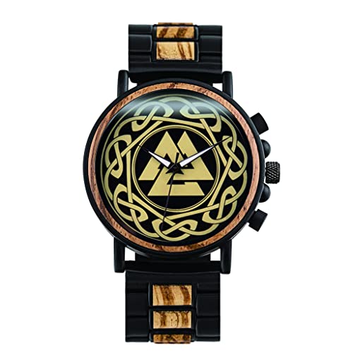Montre en bois fait main Viking Valhalla personnalisée avec boîte cadeau