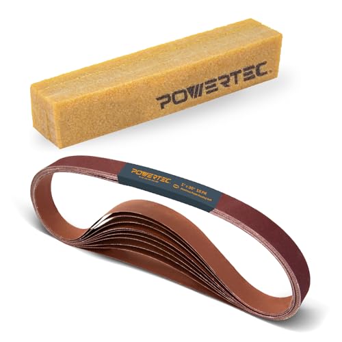 1 x 30 Inch A/O Sanding Belts and Abrasive Cleaning Stick Set,Assortment 15PK, 3 Each of 40/80/120/240/400 Grit for WEN 6515T,Bucktool Belt and Disc Sander Natural Rubber Eraser - POWERTEC 11127-9