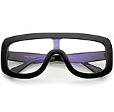 zeroUV - Oversize Bold Flat Top Wide Arms Clear Lens Rectangle Eyeglasses 65mm (Black/Clear)