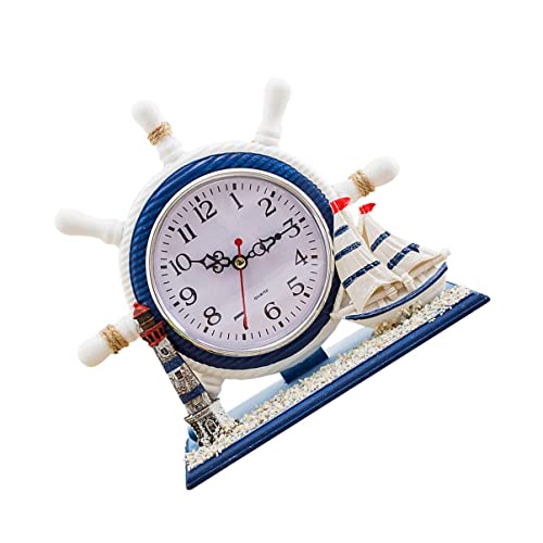 FDTMGW Reloj de Pared Moderno, Reloj de Escritorio Minimalista, Uhr Mediterran Oficina artísticamente casa exhibidor Fiesta velero arreglo Tiempo Decorativo para Dormitorio Escritorio