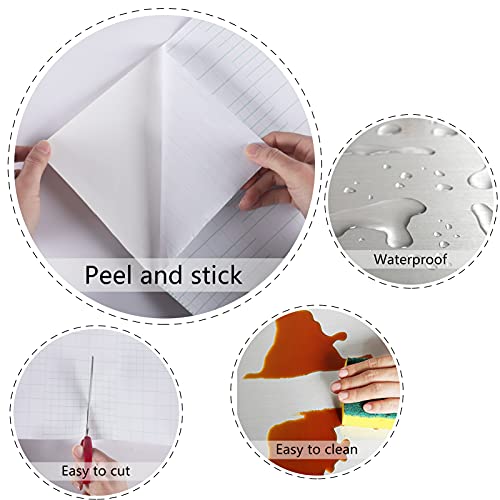 Likiliki Stainless Steel Contact Paper 24" X 118" Self Adhesive Fridge Wallpaper Peel And Stick Backsplash Vinyl Refrigerator Wrap Metallic Contact Paper For Dishwasher Rv Countertop Audio Covers #TOP5