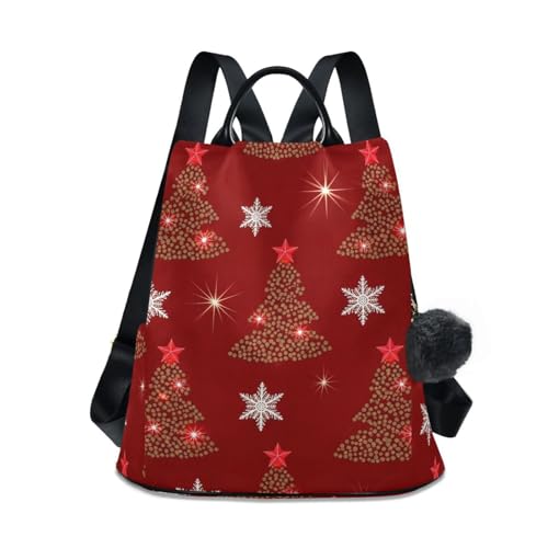 Sac à dos femme arbres de Noël antivol : élégance urbaine chic avec pompon