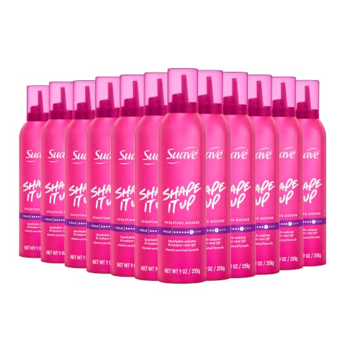 Suave Shape It Up Sculpting Mousse For Women Extra Hold Volume & Lift Lightweight Formula For All Hair Types Scented 9 OZ 12 Count