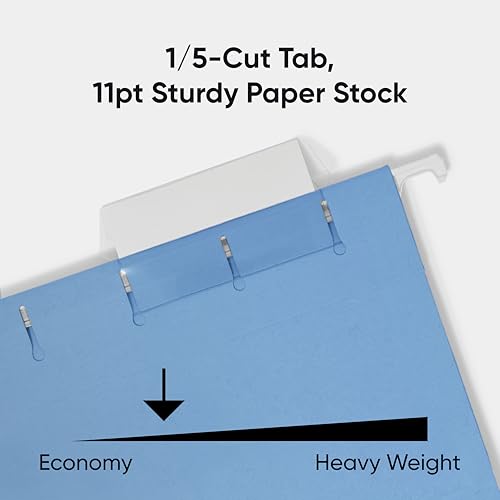 Smead Standard Hanging File Folders, 25 Count, Blue, 1/5-Cut Adjustable Tabs, Letter Size (64060) by SMEAD - Image 4