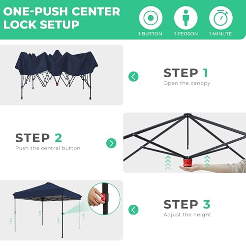Image of JEAREY 10x10 Pop Up Canopy Tent, Easy Up Outdoor Market Canopy, Navy-Blue