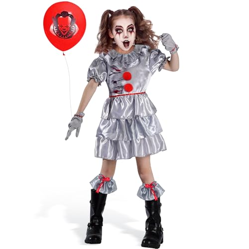 Halloween Pennywise Clown Costume Ragazze: Halloween Bambini Cosplay Costumi da Film di paura, Pagliacci assassini...