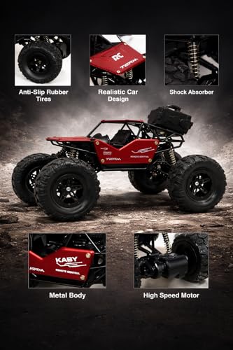 Image of JOYMAX Remote Control Car 2.4GHz Rechargeable All Terrain with LED Off-Road RC Car (Red)