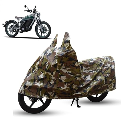 Image of Sulfar Bike Cover for Royal Enfield Flying Flea C6 (EV) (Electric Motorcycle) | Waterproof, Dustproof & UV Protected | All Weather Two Wheeler Cover (Army Green) New 2026 Variants