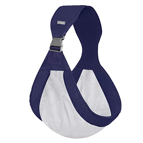 Baby Sling Carrier, Adjustable One Shoulder Labor-Saving Baby Holder Carrier, Baby Mesh Half Wrapped Sling Hip Carrier For Newborn To Toddler (Blue White) #TOP2