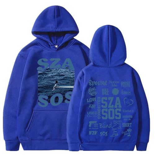 Sweatshirt SZA SOS Hoodie vintage en coton bleu taille L pour hommes et femmes