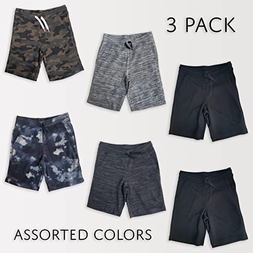 Andrew Scott Boys 3 Pack Fleece Jogger Shorts | Drawstring Basketball Sport Shorts3