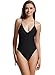 Zeraca Women's Sexy High Cut One Piece Swimwear Bathing Suit L 14 Black