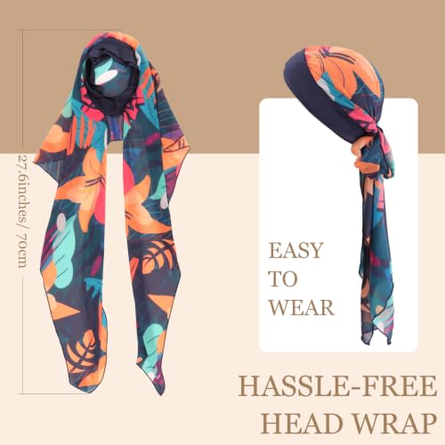 Image of DRESHOW Turban Headwrap for Women Long Hair Head Scarf Headwraps Chemo Headwear Lightweight Hair Loss Covering Hat