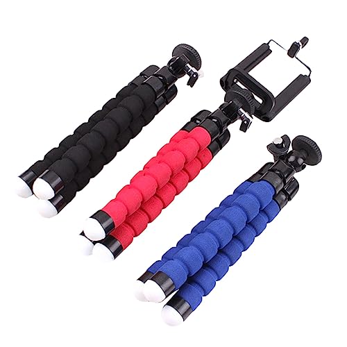 3pezzi Treppiede Flessibile Octopus Per Smartphone Adatto Telefono e Fotocamera Colori Per Vlogging e Selfie rosso blu nero