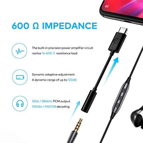 Meizu Amplificador de fone de ouvido MasterHIFI, conversor de áudio D/A, USB C para adaptador de con