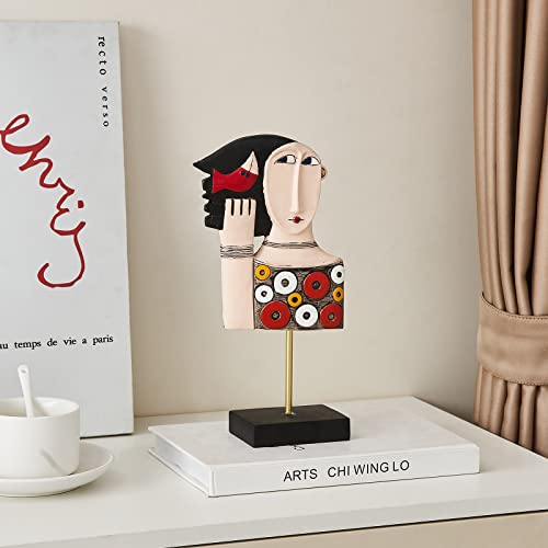 Fjs 11.14Inch Handcrafted Statues Resin Abstract Sculpture For Home Decor Modern，African Art Tribal Figurines Decorations Items, Bust Statue Decor For Bookshelf,Tv Stand,Living Room,Nightstand #TOP6