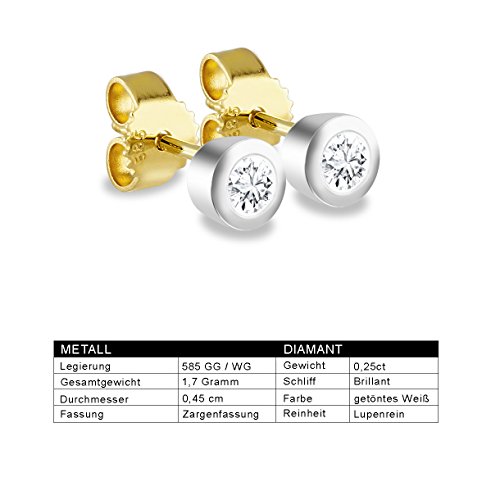 Diamond Line Diamant-Ohrstecker Gold 585 mit 2 Brillianten 0.15 ct. Lupenrein