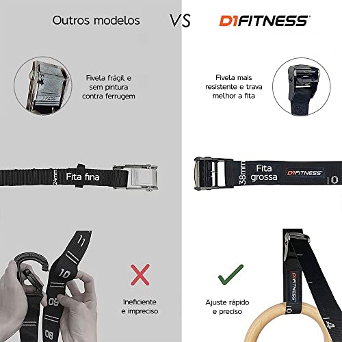 Par Argola Olímpica Cross Training em Madeira com Fivela Ajustável - D1Fitness