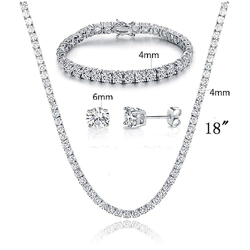 Gemsme 18K Yellow Gold/White Gold Plated Wedding Jewelry Set Tennis Necklace/Bracelet/Earrings Sets Pack of 34