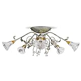 Highlight sind die exquisiten Lampengläser in Blütenform aus handgeschliffenen Bleikristall. Durchmesser der Leuchte ca.70cm, Höhe 30cm ✔
