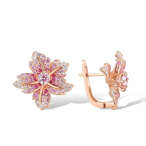 Santuzza Sterling Silver Gemstone Flower Earrings for Women2