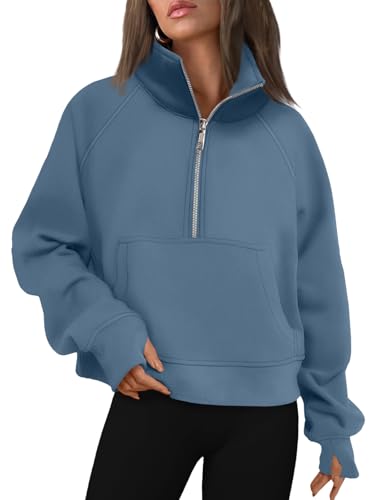Image of AUTOMET Womens Sweatshirts Half Zip Cropped Pullover Fleece Quarter Zipper Hoodies 2026 Fall Fashion Outfits Clothes