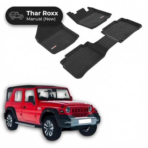 Image of 3D TPE Car Floor Mat for Thar Roxx (Manual) Custom Fit, Heavy Duty & Anti-Slip Floor Mat | Easy to Clean, All Weather Resistant, Waterproof & Dustproof Car Foot Mat for Thar Roxx