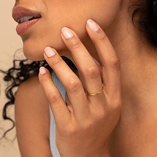 Image of NOKMIT 1mm 14K Gold Filled Rings for Women Girls Thin Gold Ring Dainty Cute Stacking Stackable Thumb Pinky Band Non Tarnish Comfort Fit Size 4 to 11 1PC /2PCS /3PCS