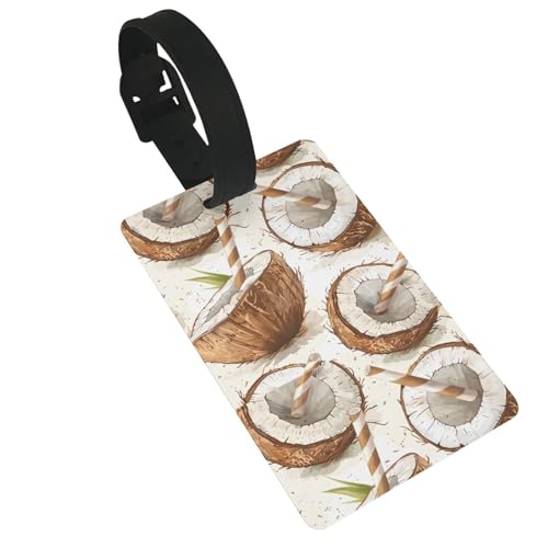 Drink Coconut etiqueta de bagagem de 5 x 8 cm, etiqueta de personalização para mochila, cartão de informações de PVC multifuncional