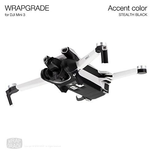 Skin compatible avec DJI Mini 3 WRAPGRADE kit de stickers haute précision Stealth Black - 3