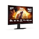 AOC gaming C27G4ZXE - 27 Inch Curved FHD Monitor, 280Hz, 0.3ms, Fast VA, HDR10, Esports base, low Input Lag, FreeSync (1920 x 1080,300 cd/m2, HDMI 2.0 / DP 1.2)