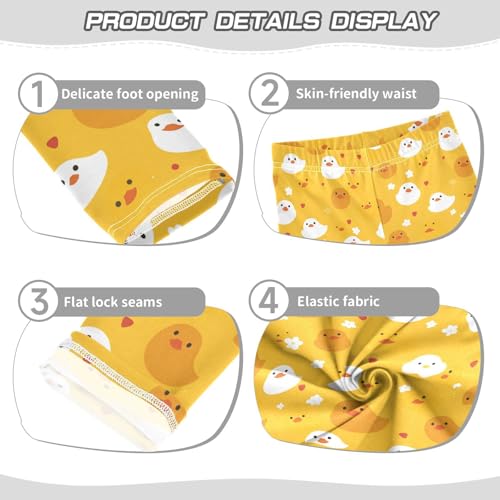 Yellow Animal Cute Duck Kids Girl's Cotton Pants Stretchy High Waisted Pants Gym3