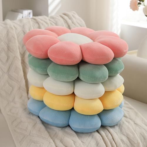 Image of HOKIPO Flower Pillow Fluffy Soft Decorative Throw Pillow Seating Cushion Plush Pillow for Sofa Couch Bed Nursery Props - 42 cm, Soft Blue (AR-6234-BLU)