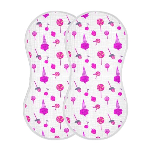 4 Pack Baby Burp Cloths, Soft Absorbent Burping Cloths for Babies, Cotton Milk Spit Up Rags, Large Size for Newborns, Baby Boys and Girls (Colorful Treats Design)3