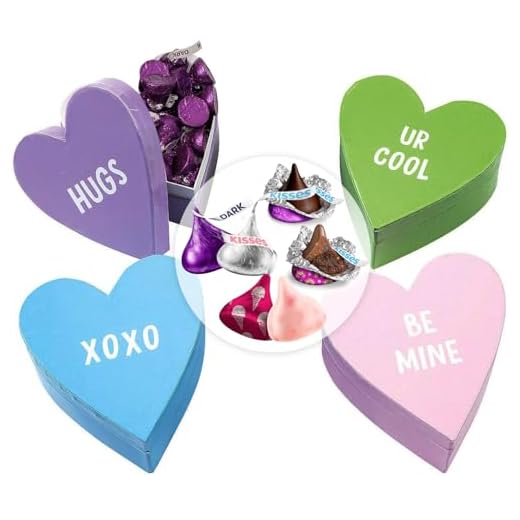 Valentine's Day Kisses in Conversation Heart Boxes, Thoughtfully Designed 4 Valentines Chocolate Box Bulk, Ideal Small Chocolate Gift Box for Special Occasion, Perfect Valentines Surprise for Romantic Gestures