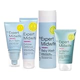 My Expert Midwife Newborn Baby Mega Mild Skincare Starter Kit, Clean Ingredients, Sensitive Skin + Fragrance Free, Set of 4-Cleansing Wash, Nappy Cream, All Better Balm, Dribble Defence