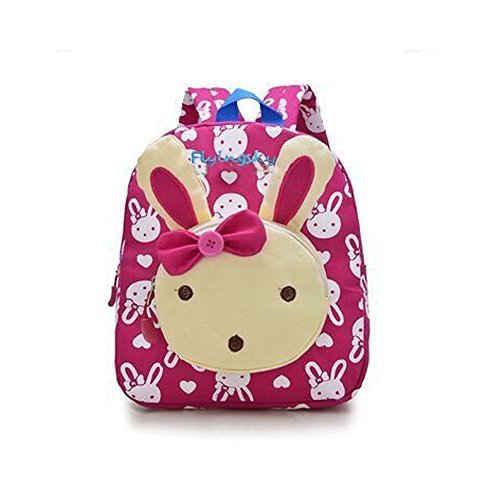 DafenQ Mignon Lapin Sac à dos Enfant Maternelle Bébé Sac Scolaire pour Maternelle Garderie PréScolaire Filles Garçons (Rose rouge)