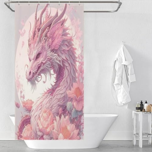 Rideau de douche dragon imperméable en polyester lavable 92x183cm - 2