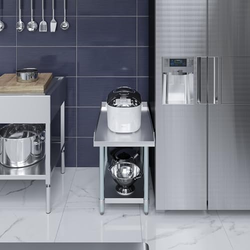 Image of AmGood Stainless Steel Equipment Stand - Heavy Duty, Commercial Grade, with Undershelf, NSF Certified (30 inch Width x 18 inch Length)